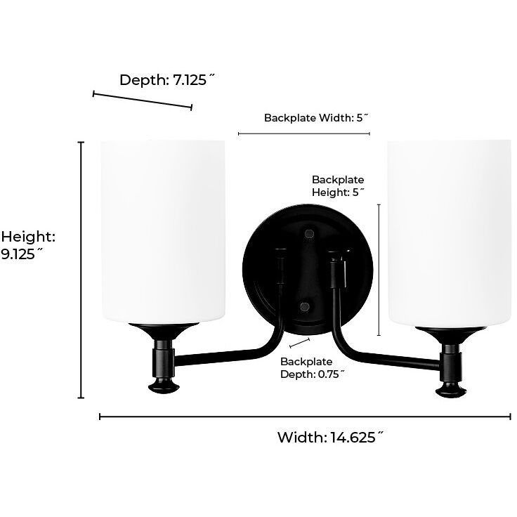 Ailey 2 Light 14.63 inch Matte Black Vanity Light Wall Light